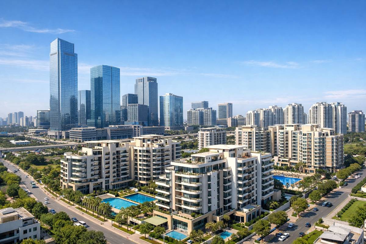 Gurgaon real estate market 2026 showing property prices, top investment areas, and upcoming residential and commercial projects