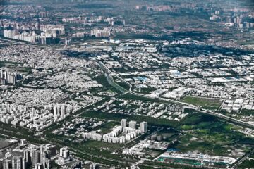 an aerial view of a city