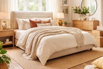 a cozy, modern bedroom in a new home setting.