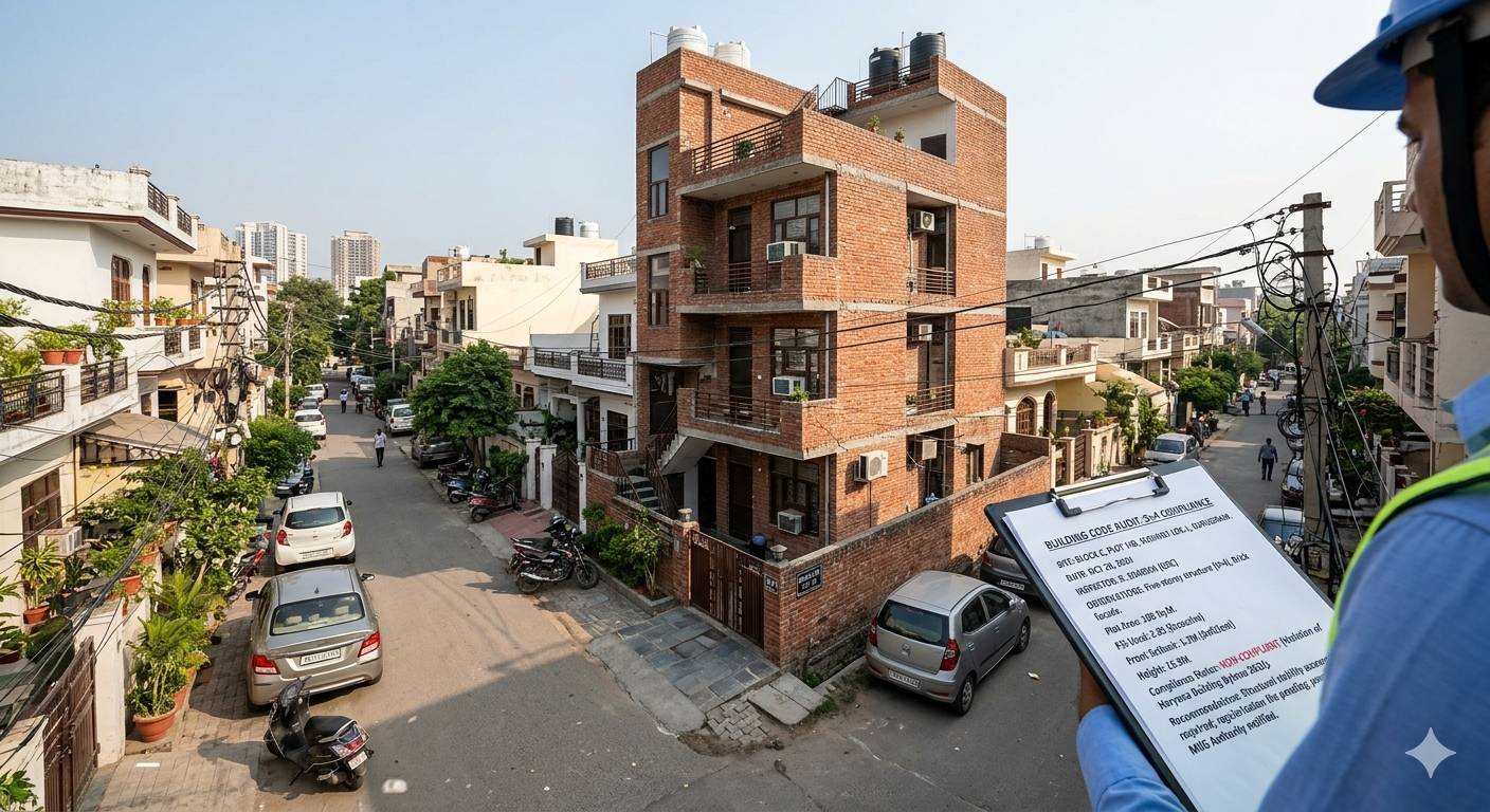 five-storey buildings on small plots flout stilt+four floor rules in Gurugram