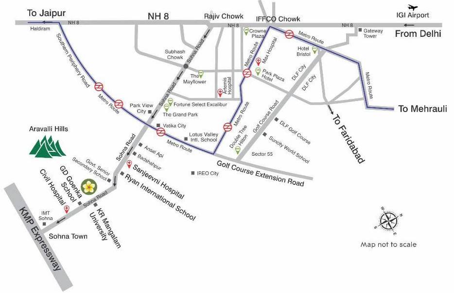The Melia location map, Sector 35, Sohna