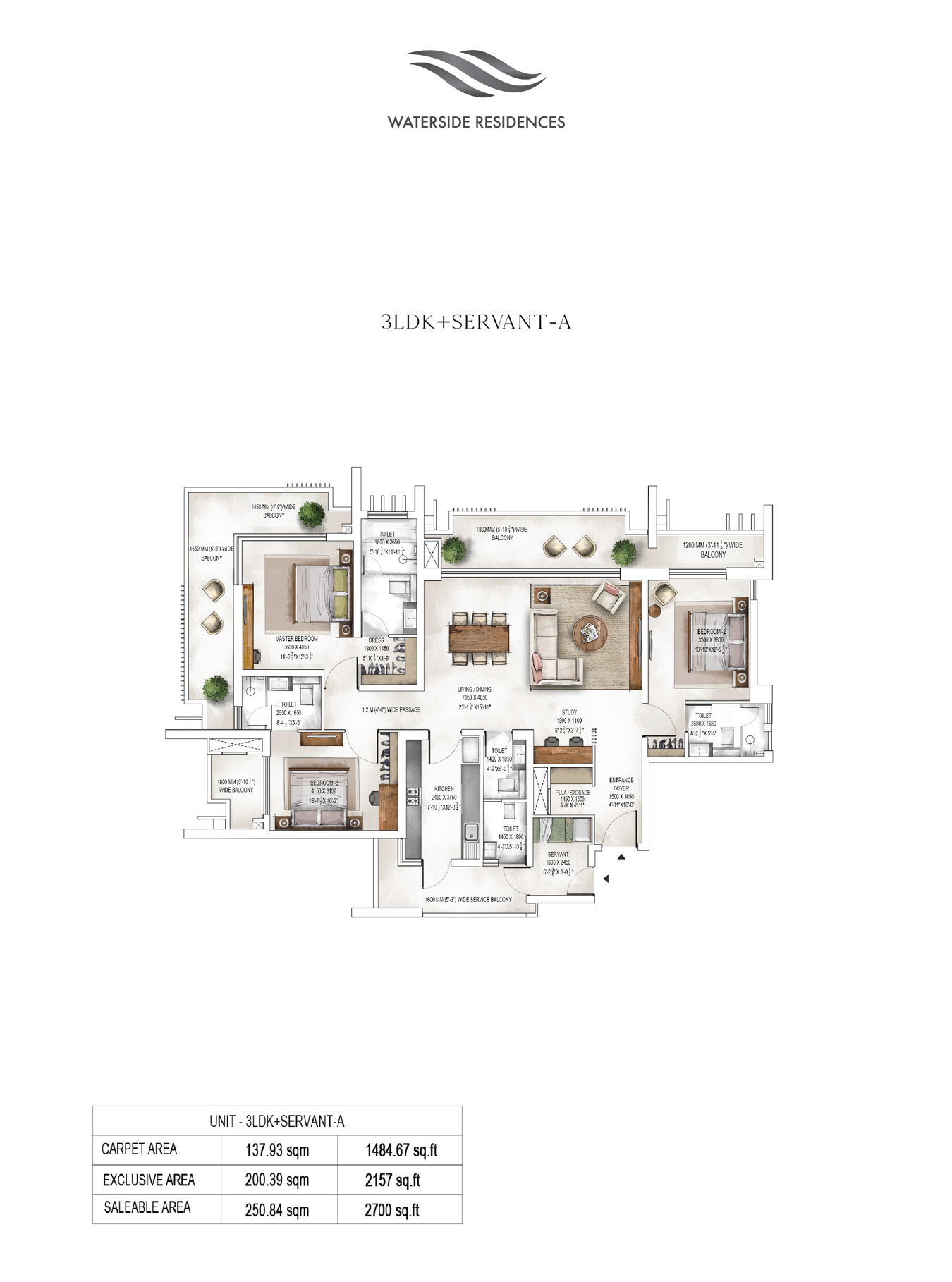 3 LDK+ Servant – Krisumi Water Fall Residences