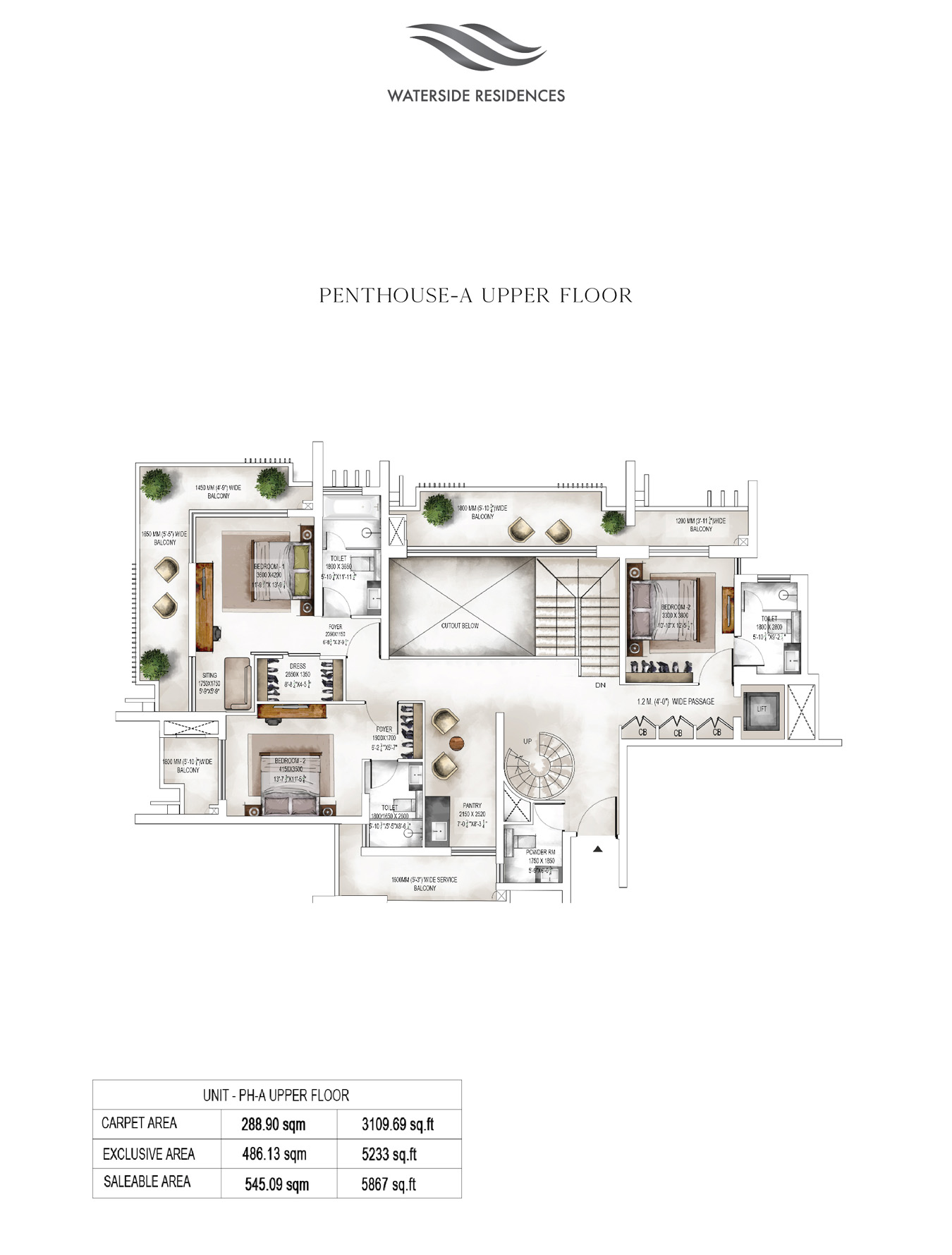 Penthouse Upper Floor – Krisumi Water Fall Residences