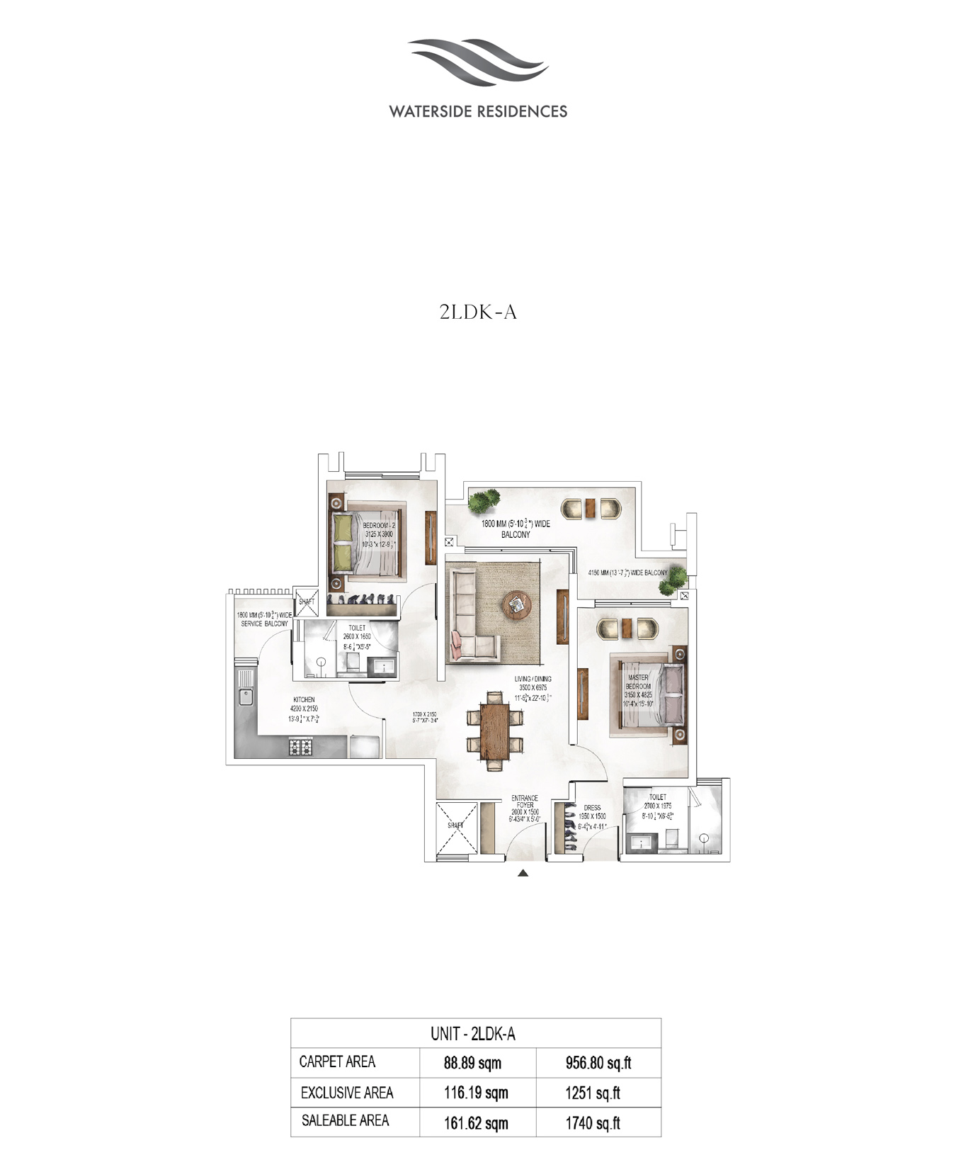 2 LDK – Krisumi Water Fall Residences