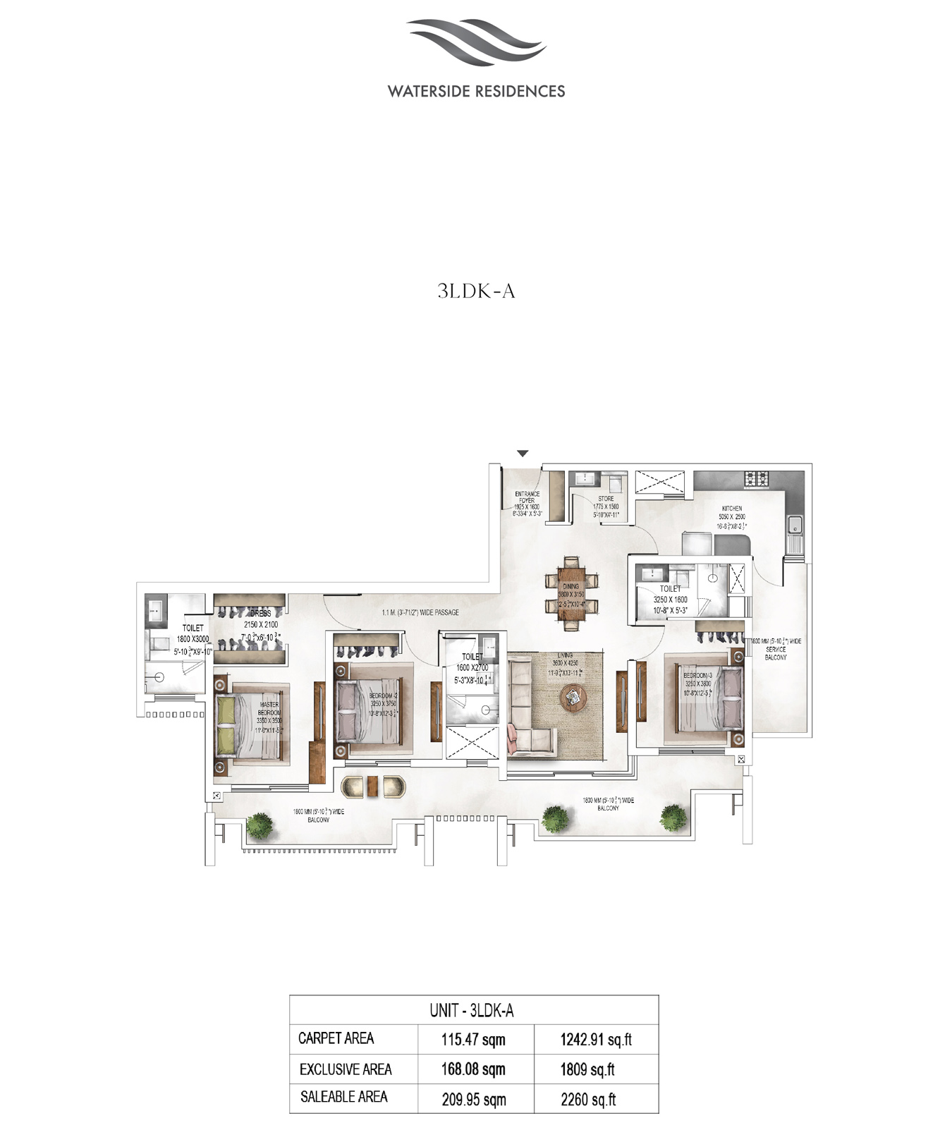 3 LDK – Krisumi Water Fall Residences