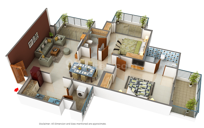 2 BHK (Area: 817 Sq. Ft) – Godrej Meridien 