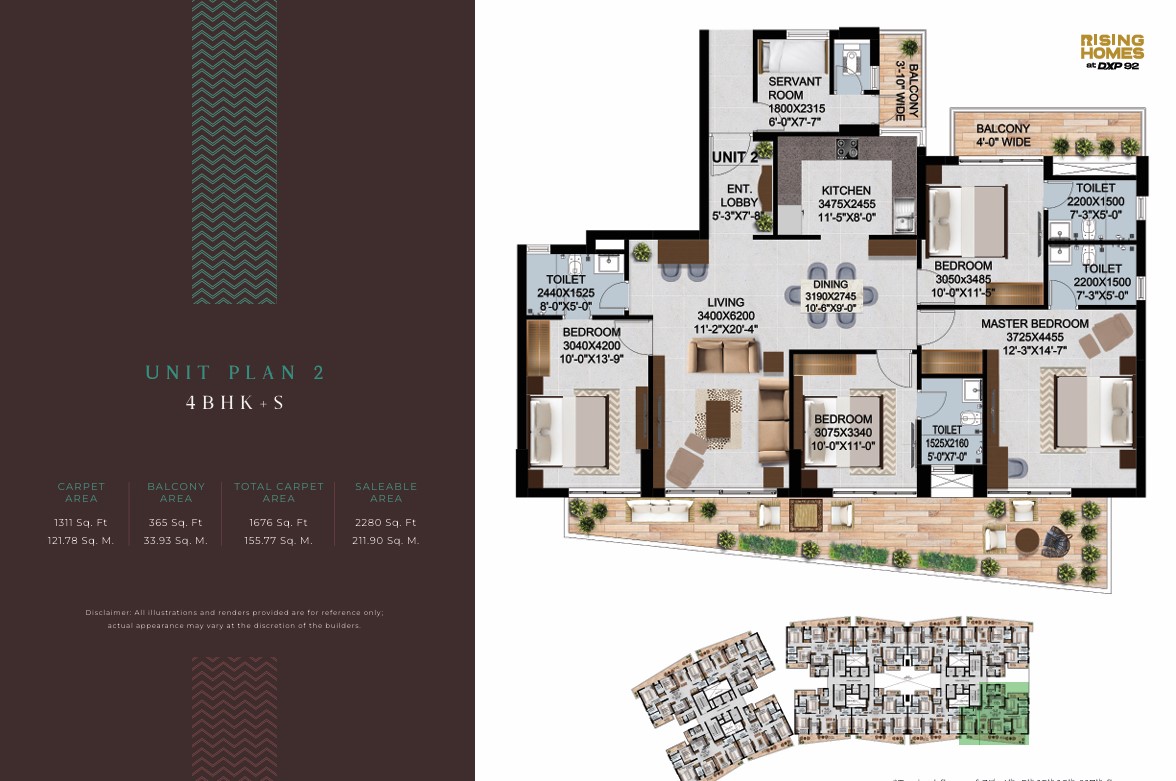 Unit Plan 2 - 4BHK-S – Altura at DXP 92