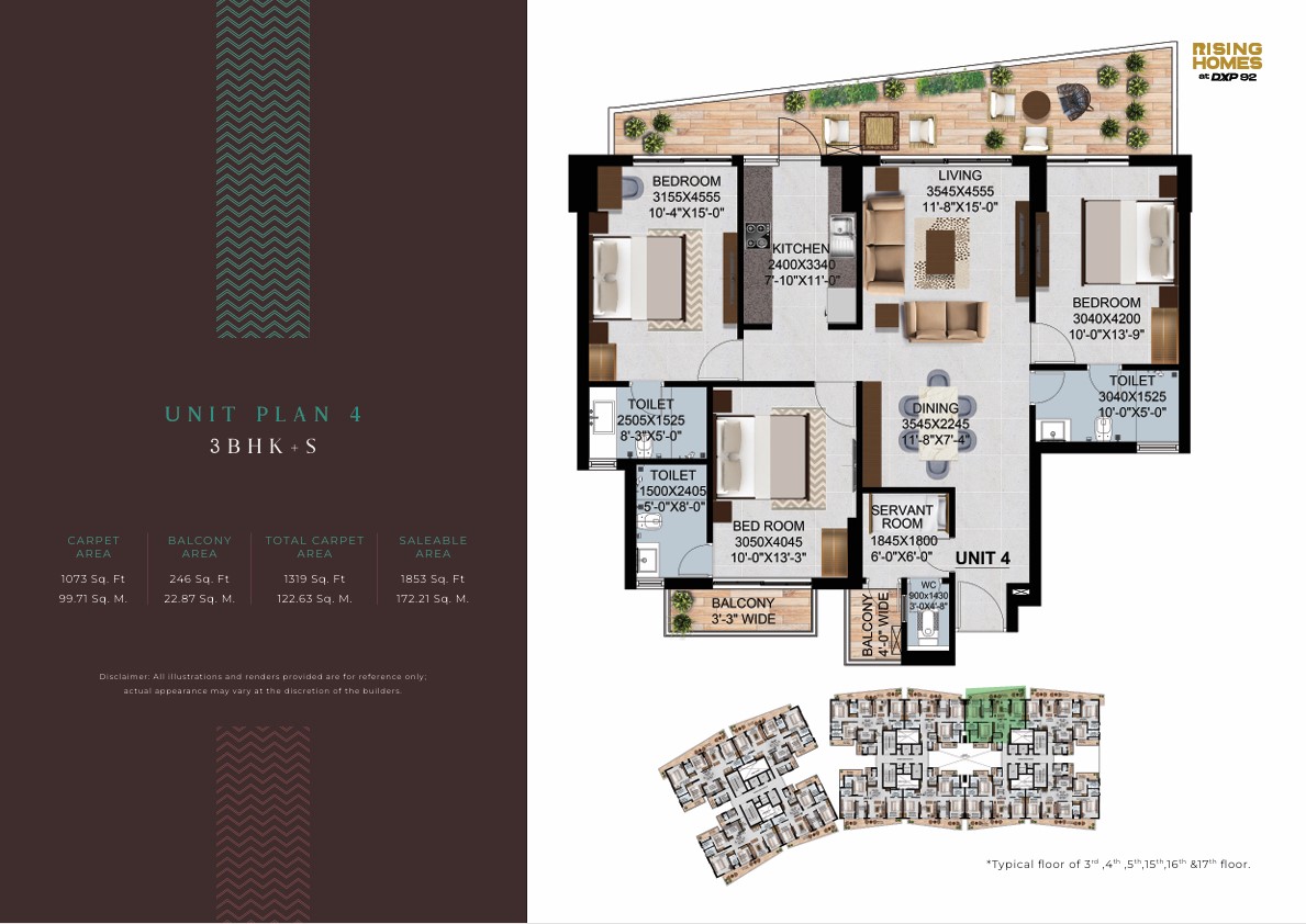 Unit Plan 4 - 3BHK-S – Altura at DXP 92