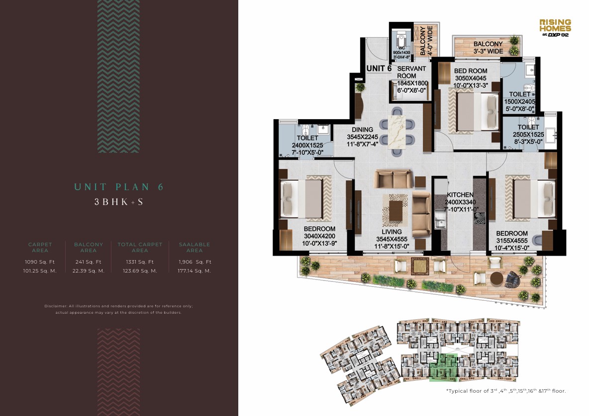 Unit Plan 6 - 3BHK-S – Altura at DXP 92