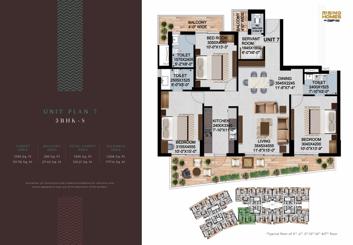 Unit Plan 7 - 3BHK-S – Altura at DXP 92