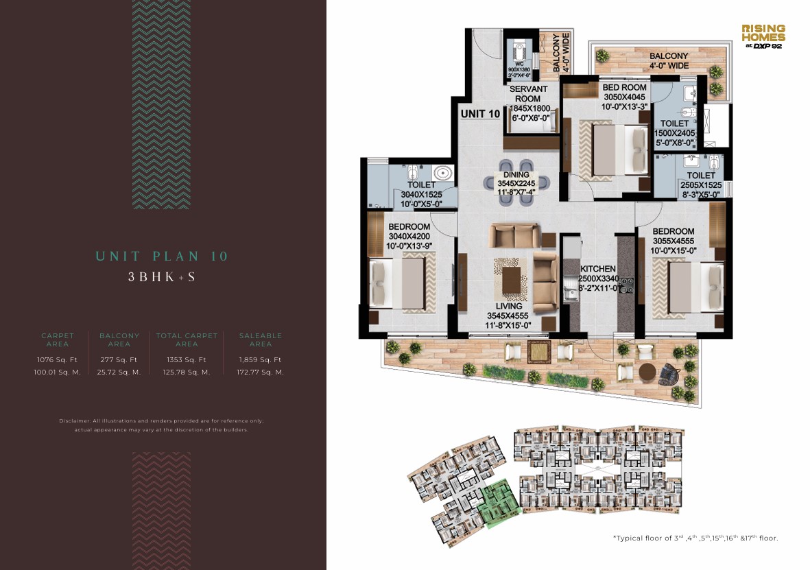 Unit Plan 10 - 3BHK-S – Altura at DXP 92