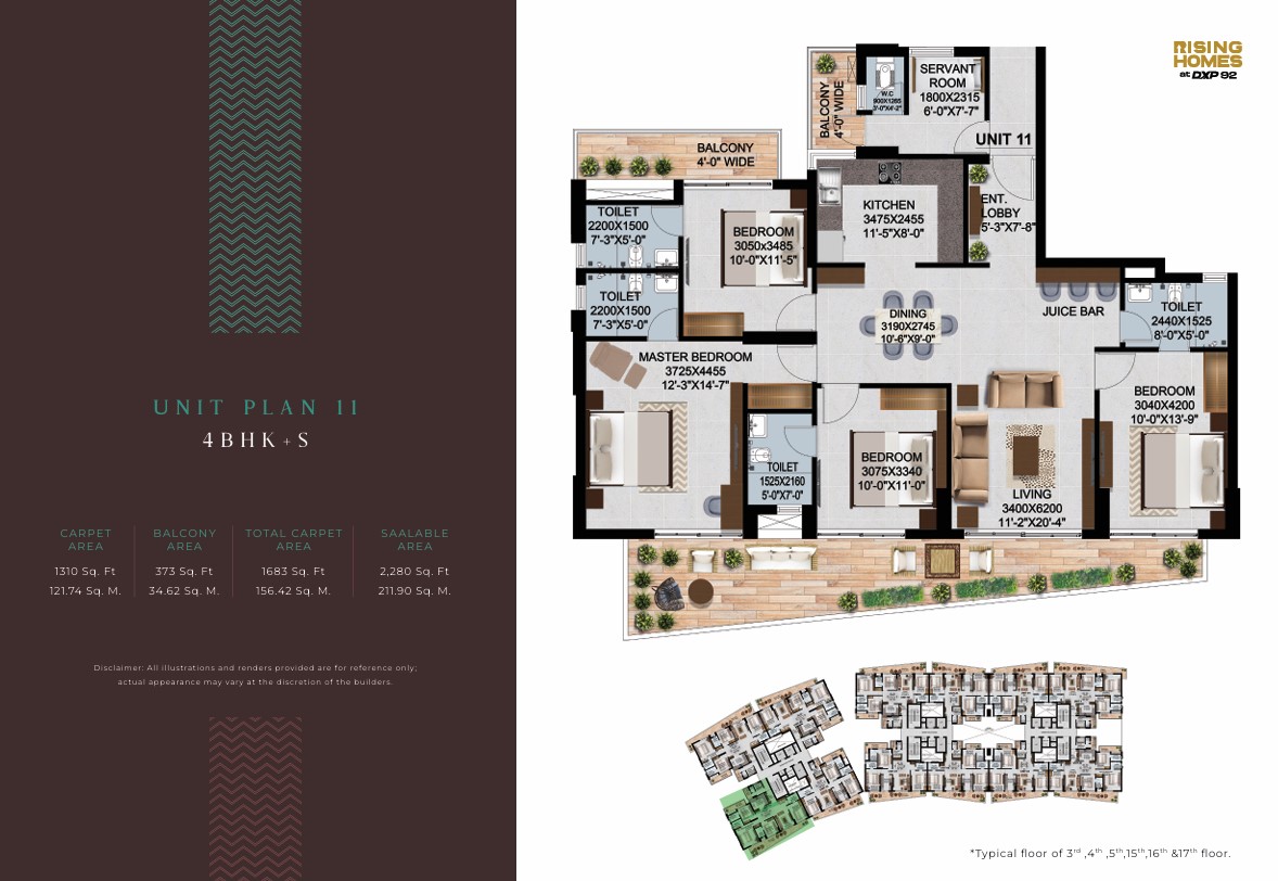 Unit Plan 11 - 4BHK-S – Altura at DXP 92