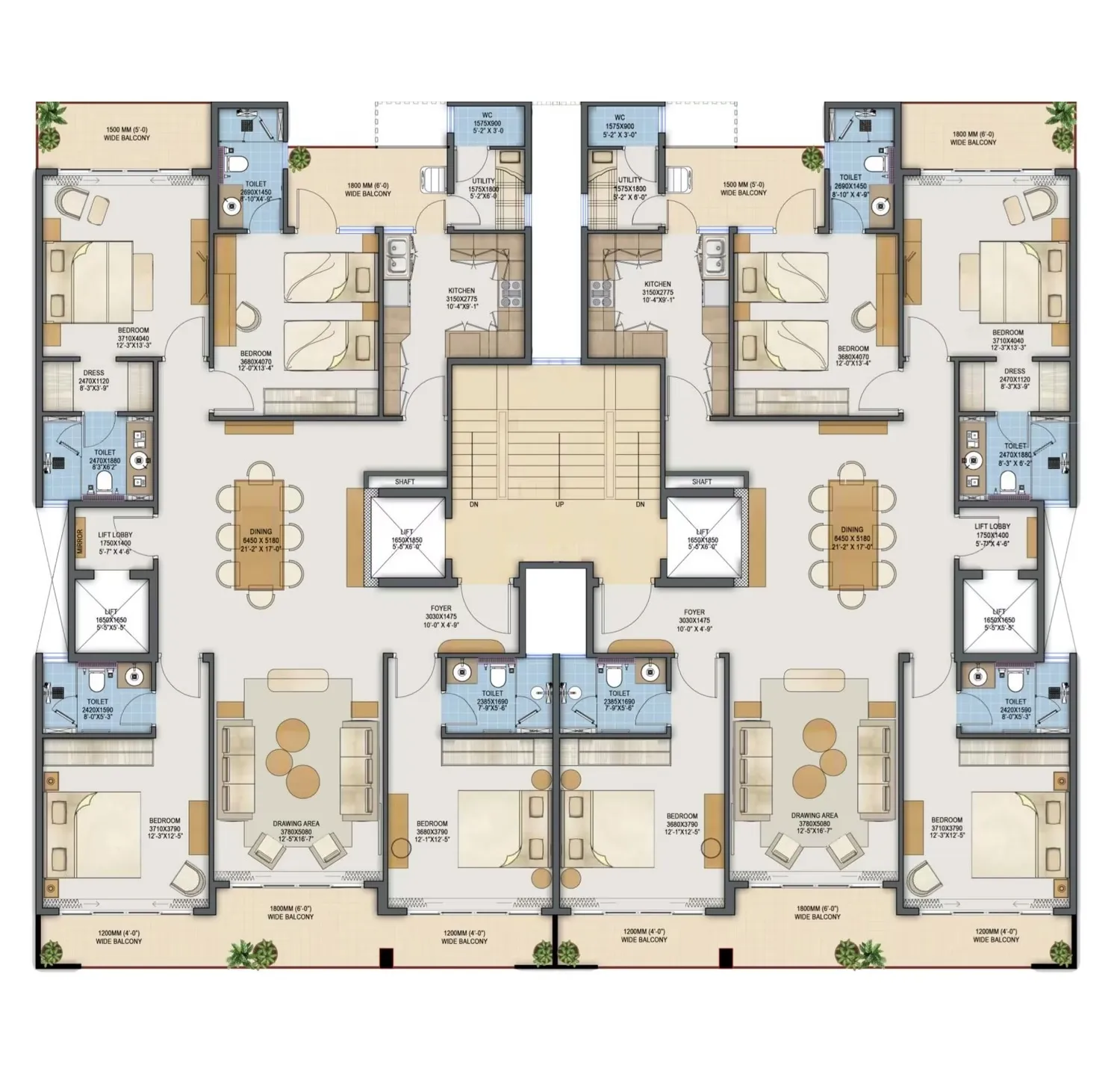 4 BHK (Area: 351 Sq. Yd) – Adani Samsara Ivana