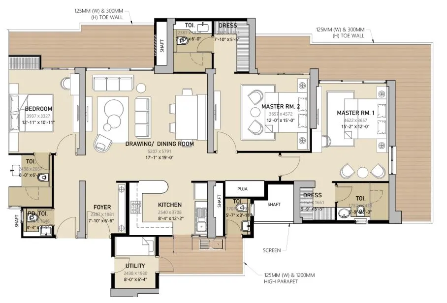 3 BHK (Area: 2675 Sq. Ft) – Navraj Kingstown Heights
