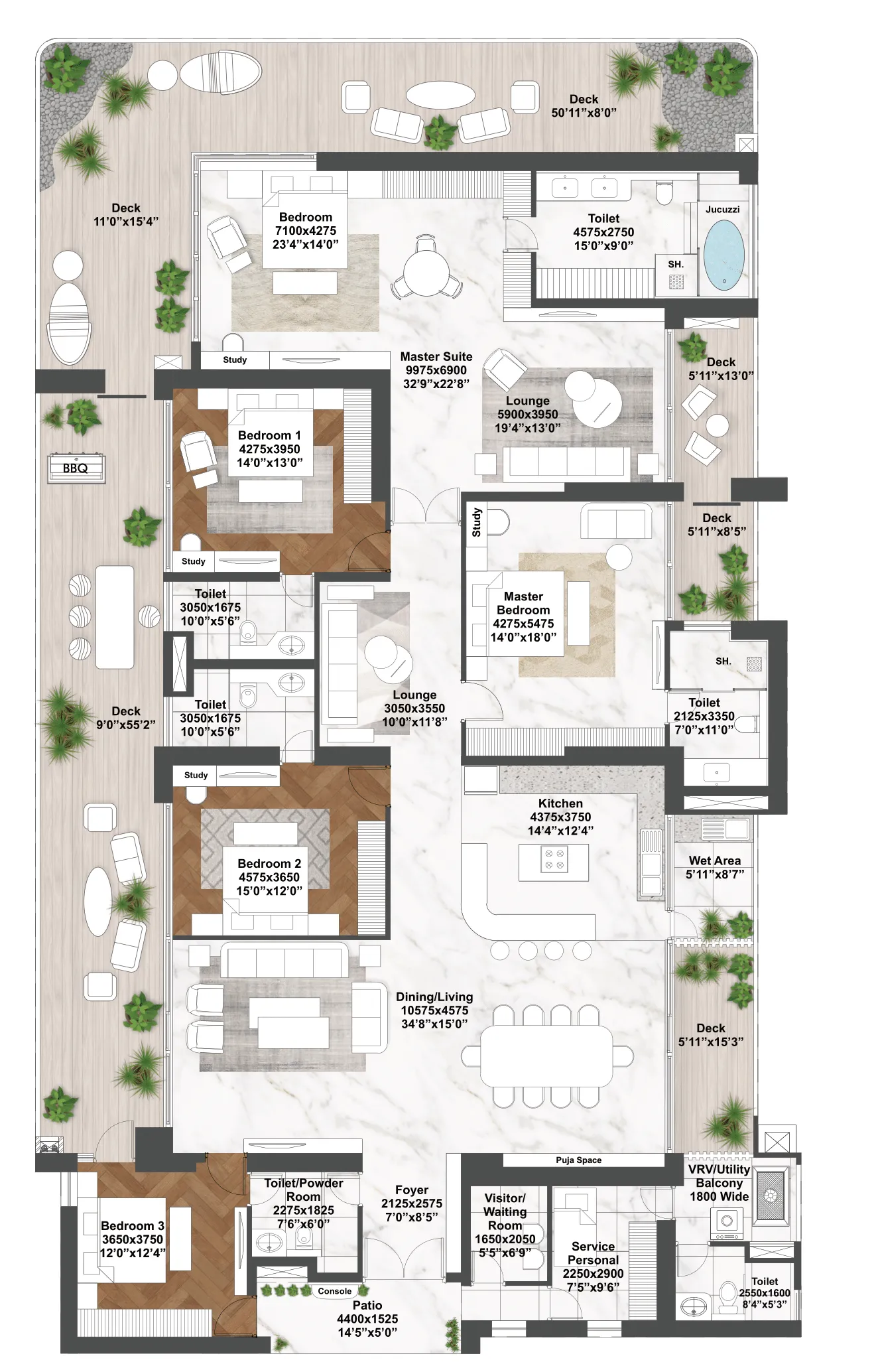 5 BHK (Area: 5891 Sq. Ft) – Elan The Emperor