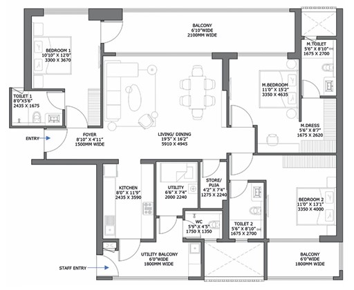 3BHK+UTILITY – Birla Pravaah