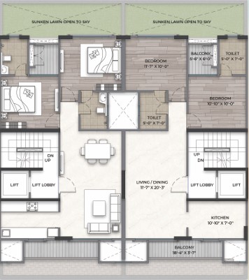 Type F - 2 BHK (Area: 1390 Sq. Ft) – Paras Florett Enqlave
