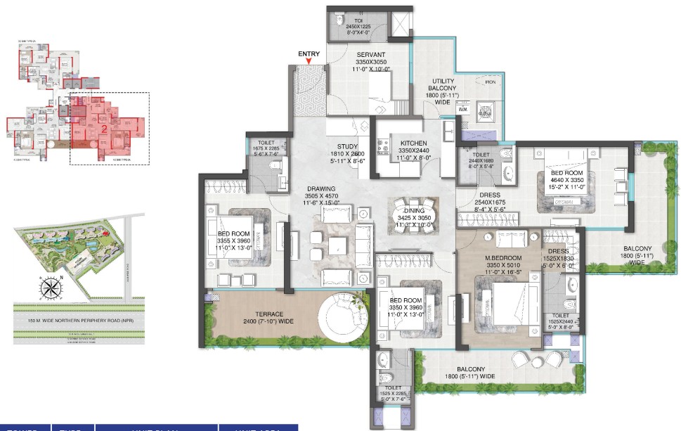 4.5BHK + SERVENT (3000 SQ.FT.) – M3M Mansion
