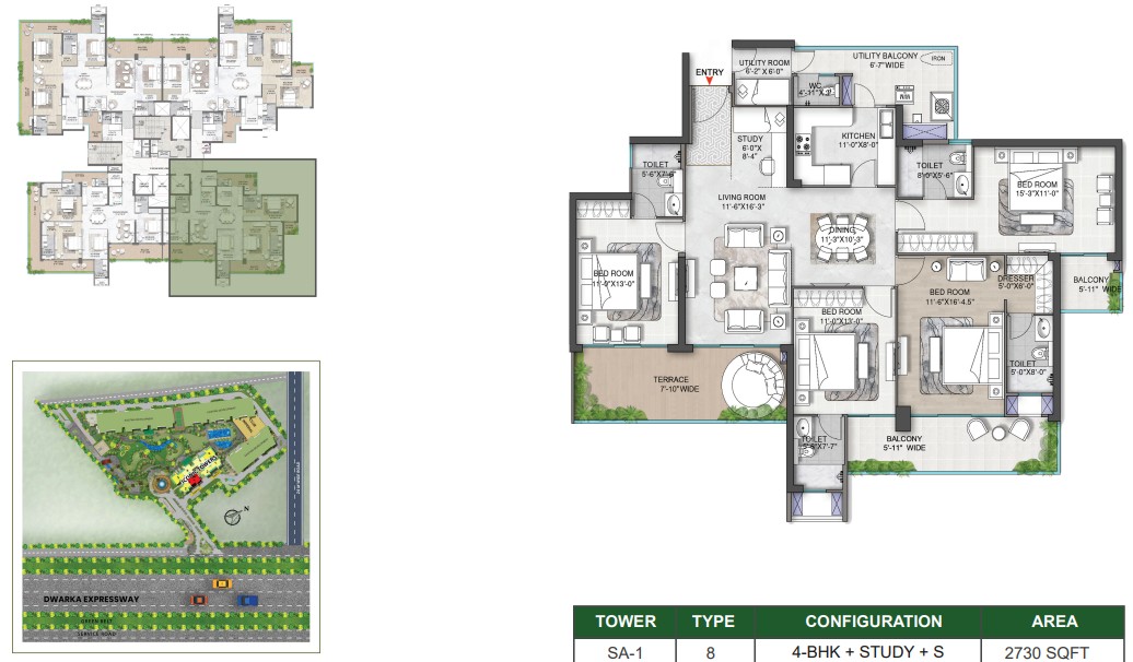 4BHK + STUDY + S (2730 SQ.FT.) – M3M St Andrews at SCDA