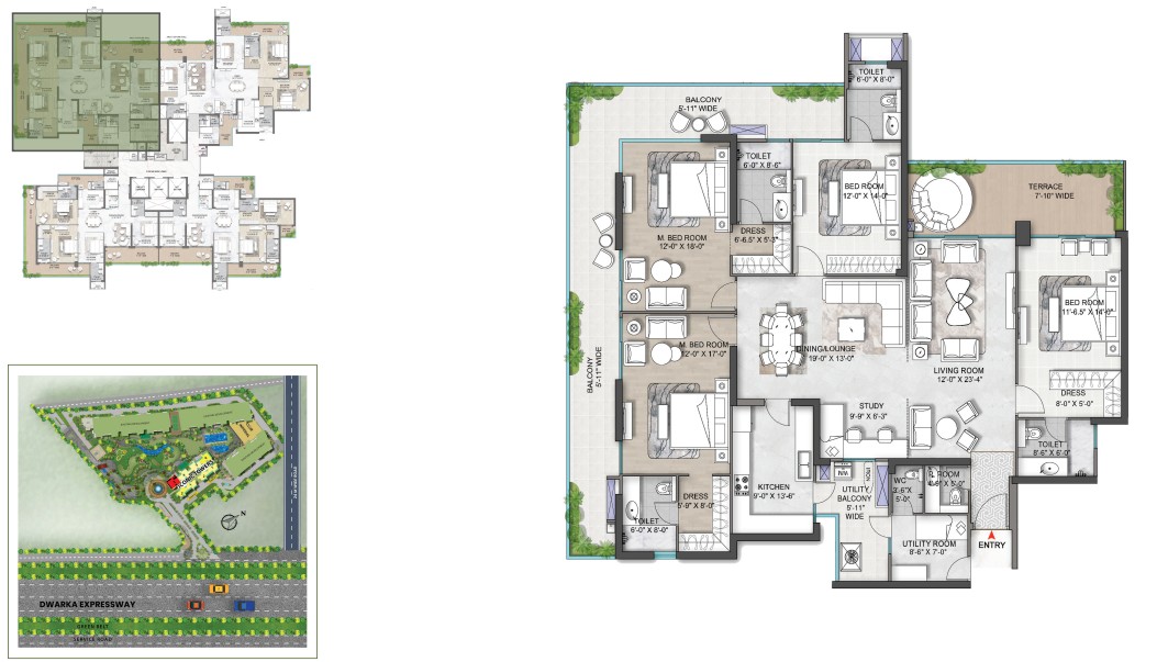 4BHK + STUDY + S (3745 SQ.FT.) – M3M St Andrews at SCDA