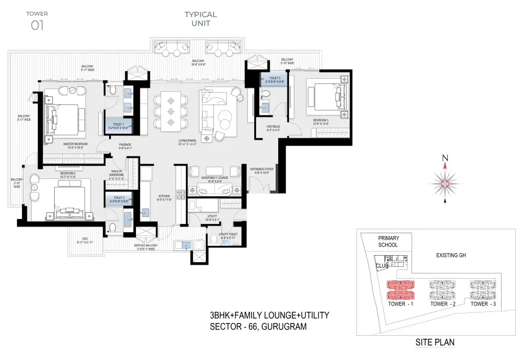Tower 1 Typical plan – BPTP Downtown 66 Gurgaon