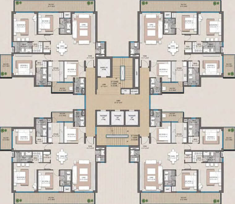 4 BHK (Unit Area: 2530 Sq. Ft) – SS Camasa