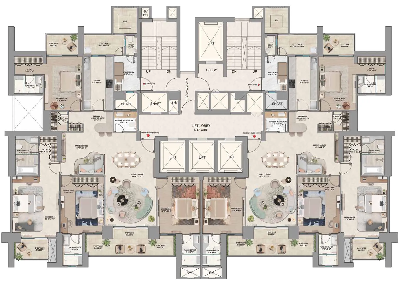 Core Plan 4 BHK - 2 – The Westin Residences