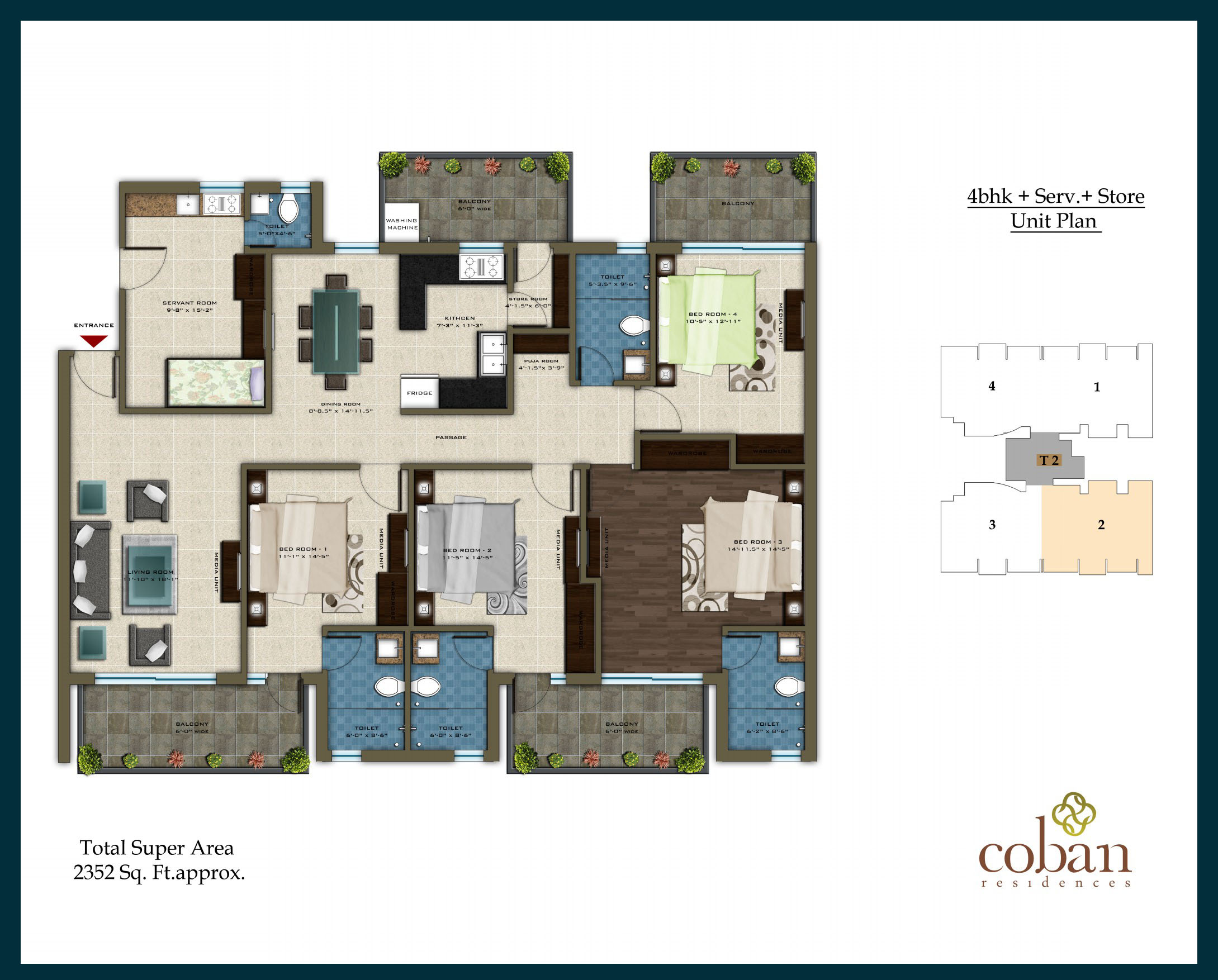 4 Bhk – Pareena Coban Residences