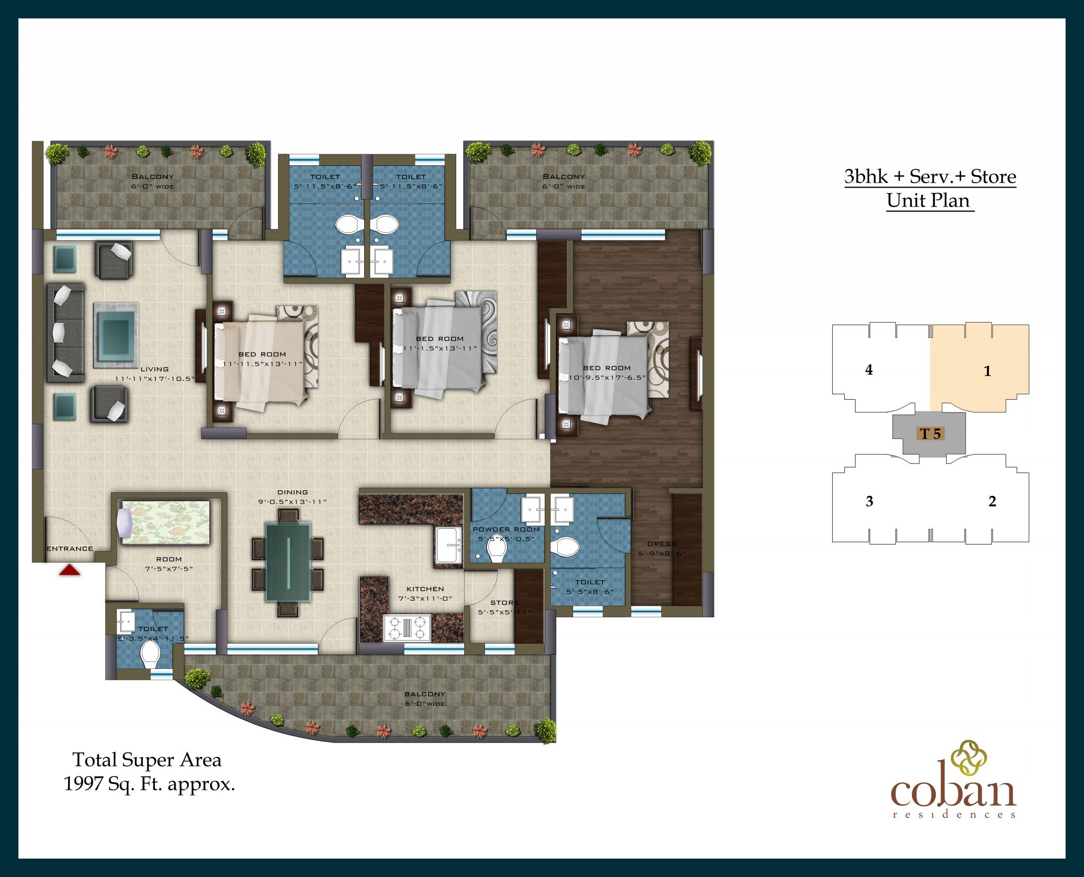 3 Bhk – Pareena Coban Residences