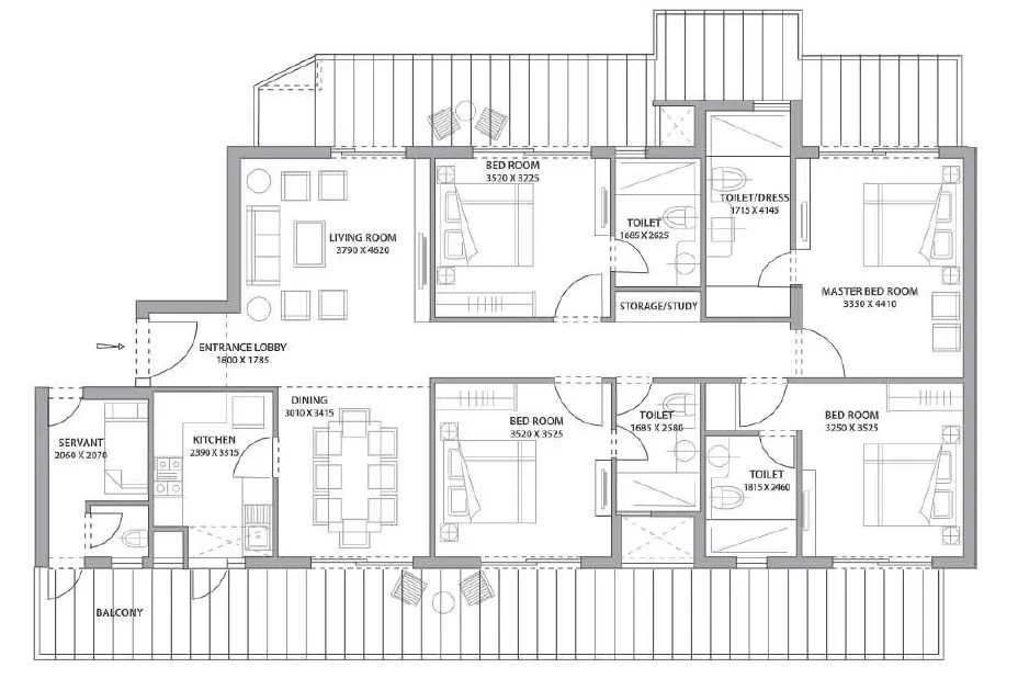 4 BHK (Area: 2675 Sq. Ft) – Bestech Altura