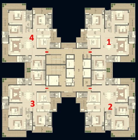 Tower A – 4 BHK + SPR Unit Plan – The Palatial